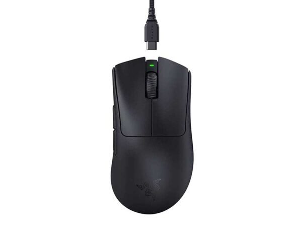 Top View with Cable - RZ01-04630100-R3A1 Razer DeathAdder V3 Pro RZ01-04630200-R3A1 - Ergonomic Wireless Gaming Mouse