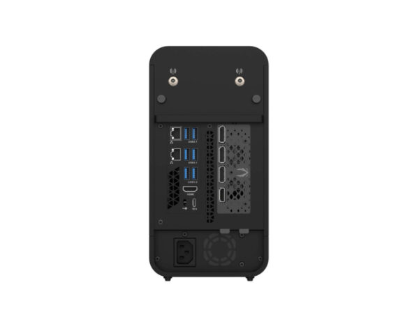 Rear view of ZOTAC MAGNUS ONE ERP54060C Mini PC (64GB RAM, 2TB SSD) - Black