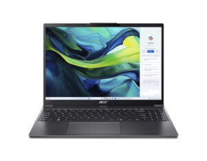 Front view of the Aspire Go 15-inch laptop with WUXGA IPS display turned on.
