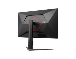Back-right angled view of the AOC Q27G4S gaming monitor highlighting the back design and connectivity ports.