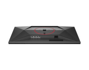 Bottom view of the AOC Q27G4S gaming monitor displaying the underside of the screen and stand mount area.