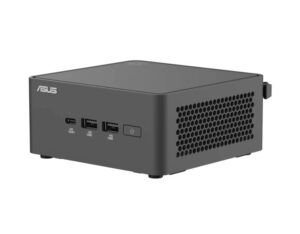 ASUS NUC 15 Pro Tall C5-210H Intel Graphics Wi-Fi 7 mini PC front right angle view showing side vent and front USB ports.