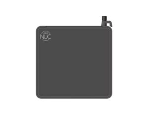 ASUS NUC 15 Pro Tall U7-255H Intel Arc GPU Wi-Fi 7 mini PC top view with smooth grey lid, rounded corners and subtle NUC branding.