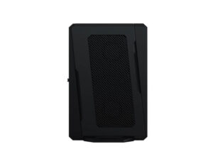 ASUS NUC 15 Performance U7-255HX RTX5060 left side panel view with large vent grille for optimized airflow in compact chassis.