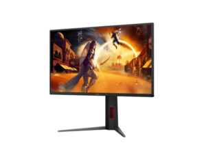 AOC 25G4K 25 Inch Full HD 420Hz Fast IPS gaming monitor front right angle view highlighting display and gaming stand.