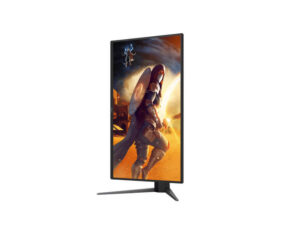 AOC 25G4K 25 Inch Full HD 420Hz Fast IPS gaming monitor vertical pivot front right view on adjustable stand.