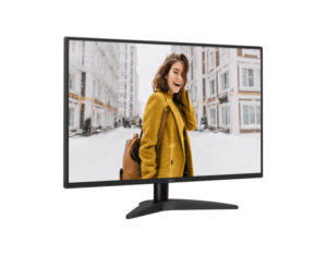 AOC 27B36X 27 Inch FHD IPS 144Hz Monitor front left angle view showing slim bezels and stand design.