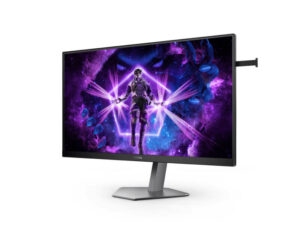 AOC AG276FK 27 Inch FHD Fast IPS 520Hz 0.3ms gaming monitor front right angle view with esports stand design.