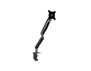 AOC AM406G aluminum alloy monitor arm - gray, slim side profile showing adjustable joints and clamp mount.