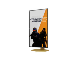 AOC CS25G 25 Inch Full HD 310Hz Fast IPS CS Mode gaming monitor vertical pivot front right view on adjustable stand.
