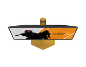 AOC CS25G 25 Inch Full HD 310Hz Fast IPS CS Mode gaming monitor top view showing slim profile and stand footprint.