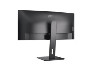 AOC CU34P3CV 34 Inch WQHD curved VA 100Hz USB-C 65W monitor rear right angle view showing back design and stand.