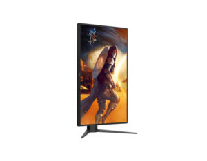 AOC Q25G4S 25 Inch QHD Fast IPS 320Hz gaming monitor vertical pivot front left view on adjustable stand.