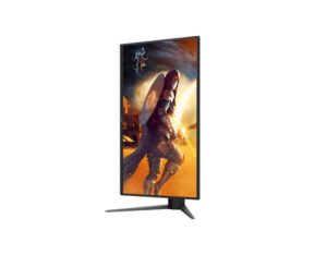 AOC Q25G4S 25 Inch QHD Fast IPS 320Hz gaming monitor vertical pivot front right view on adjustable stand.