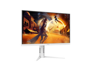 AOC Q27G4/WS 27 Inch QHD Fast IPS 200Hz DisplayHDR 400 gaming monitor front left angle view showing slim bezels.