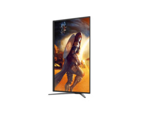 AOC Q27G4KD 27 Inch QHD QD-OLED 500Hz gaming monitor, vertical pivot front right view.
