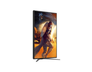 AOC Q27G4SD 27 Inch QHD QD-OLED 360Hz gaming monitor, vertical pivot front left view.