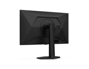 AOC Q27G4XY 27 Inch QHD 180Hz Fast VA Google Smart Gaming Monitor rear left angle view showing chassis and stand design.
