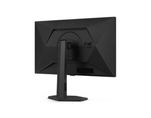 AOC Q27G4XY 27 Inch QHD 180Hz Fast VA Google Smart Gaming Monitor rear right angle view showing back housing and stand.