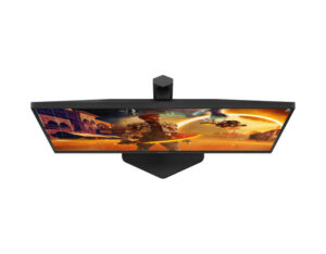 AOC Q27G4XY 27 Inch QHD 180Hz Fast VA Google Smart Gaming Monitor top view showing slim panel profile and stand shape.