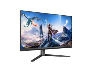 Philips Evnia 27M2N5800P 27 Inch 4K UHD Fast IPS 240Hz gaming monitor front left angle view with V-stand base.