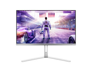 Philips Evnia 27M2N8500X 27 Inch Quad HD QD-OLED 500Hz gaming monitor front view in white finish