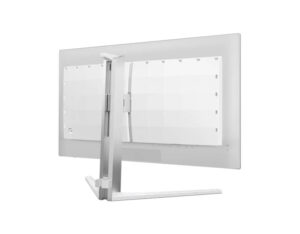 Philips Evnia 27M2N8800 27 Inch 4K UHD QD OLED 240Hz white gaming monitor, rear right angle view of chassis.