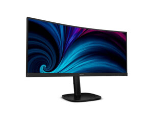 Philips 34B2U3600C 34-inch Wide Quad HD VA 120Hz UltraWide curved monitor front left angle view, slim bezel.
