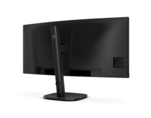 Philips 34B2U3600C 34-inch Wide Quad HD VA 120Hz UltraWide curved monitor rear right angle view with stand base.