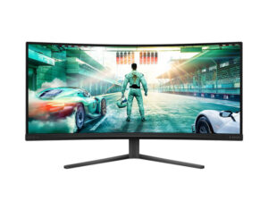 Philips Evnia 34M2C3500L 34 Inch WQHD curved Fast VA 180Hz gaming monitor front view with ultra-wide curved screen.