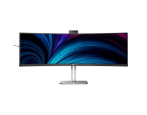 Philips 49B2U5900CH 49-inch Dual Quad HD VA 75Hz curved monitor front view with ultra-wide screen and webcam.