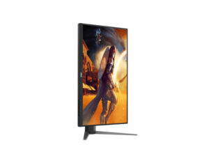 AOC Q27G4/D 27 Inch Quad HD Fast IPS 200Hz Gaming Monitor - Front Left Angle View - Portrait. Portrait mode display.