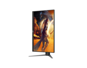 AOC Q27G4/D 27 Inch Quad HD Fast IPS 200Hz Gaming Monitor - Front Right Angle View - Portrait. Portrait mode display.