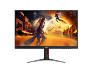 AOC Q27G4/D 27 Inch Quad HD Fast IPS 200Hz Gaming Monitor - Front View. Slim bezels and sturdy stand.
