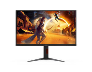 AOC Q27G4ZD 27 Inch QHD QD-OLED 240Hz 0.03ms Gaming Monitor - Front View. Centered display with V-shaped gaming stand.