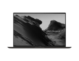 ASUS Zenbook S 14 UX5406AA Copilot+ Laptop in front display view with slim bezels and 14 inch 3K OLED touchscreen