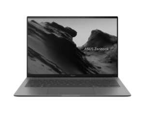 ASUS Zenbook S 14 UX5406AA Copilot+ Laptop shown open in front view with 14 inch 3K OLED display and full keyboard