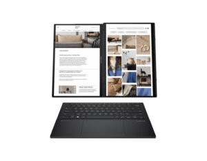 ASUS Zenbook DUO 2024 UX8406 used in dual-screen book mode configuration.