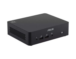 ASUS NUC 16 C7-350 Mini PC front-left high angle view showing slim desktop design