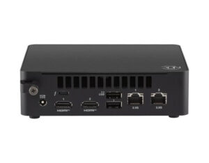 ASUS NUC 16 C7-350 Mini PC rear ports angled view showing connectivity layout