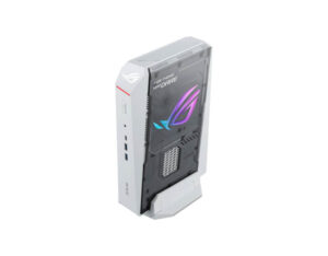 ASUS ROG NUC 16 Gaming Mini PC front-right angled view showing RGB-style front panel