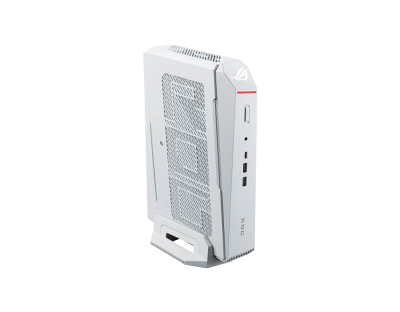 asus-rog-nuc-16-u9-290hx-rtx5070ti-side-vent-front-angle ASUS ROG NUC 16 Gaming Mini PC side vent front angle view showing compact cooling panel