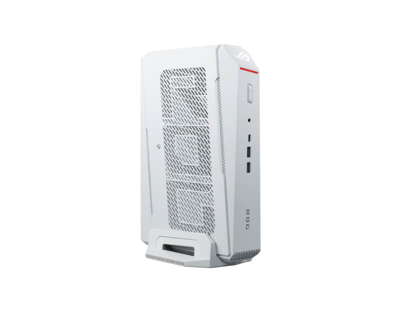 asus-rog-nuc-16-u9-290hx-rtx5070ti-side-vent-left-angle ASUS ROG NUC 16 Gaming Mini PC left side vent angled view showing airflow-focused chassis