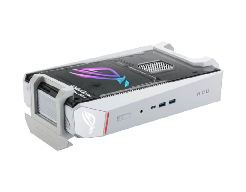 asus-rog-nuc-16-u9-290hx-rtx5070ti-top-front-left-horizontal ASUS ROG NUC 16 Gaming Mini PC top front-left horizontal view showing compact chassis shape