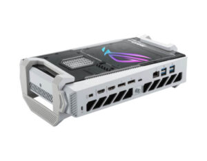 ASUS ROG NUC 16 Gaming Mini PC top rear ports angled view showing rear connectivity layout