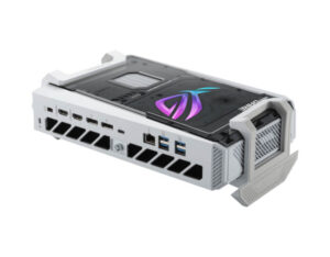 ASUS ROG NUC 16 Gaming Mini PC opposite top rear ports angle showing rear I/O and chassis detail