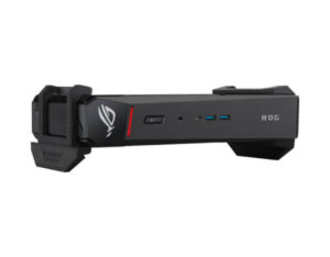 ASUS ROG NUC 16 Gaming Mini PC front horizontal straight view showing compact black chassis