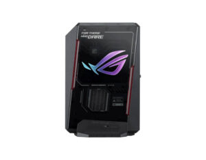 ASUS ROG NUC 16 Gaming Mini PC close-up front panel view showing vertical chassis detail