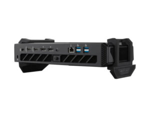 ASUS ROG NUC 16 Gaming Mini PC angled rear ports view showing desktop connectivity