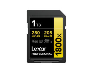 Lexar Professional 1800x 512GB SDXC UHS-II Card GOLD Series Front Ports